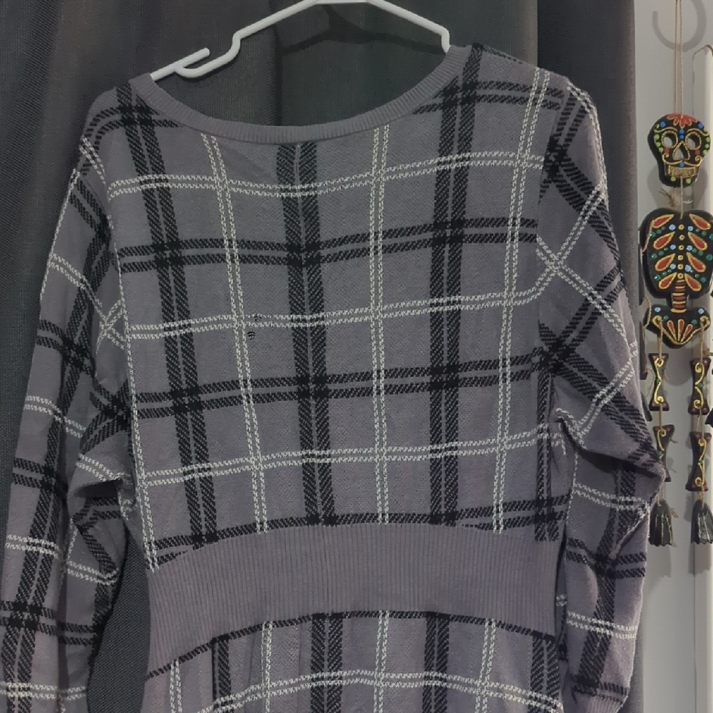 Torrid Black and Gray Plaid Long Sleeve Dress - Picture 4 of 5